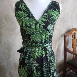 SHEIN Green Leaf Print Maxi Dress Never Worn